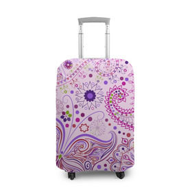 Чехол для чемодана 3D с принтом Lady Butterfly в Кировске, 86% полиэфир, 14% спандекс | двустороннее нанесение принта, прорези для ручек и колес | винтаж | воздушный | индийские | кружева | новинки | узор | цветок | цветочный | этнические