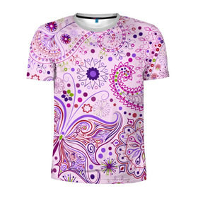 Мужская футболка 3D спортивная с принтом Lady Butterfly в Кировске, 100% полиэстер с улучшенными характеристиками | приталенный силуэт, круглая горловина, широкие плечи, сужается к линии бедра | винтаж | воздушный | индийские | кружева | новинки | узор | цветок | цветочный | этнические