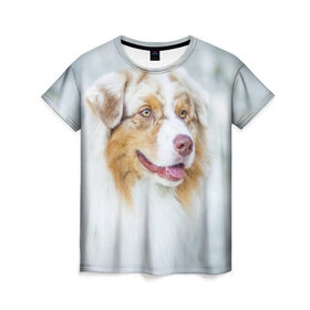 Женская футболка 3D с принтом Друг в Кировске, 100% полиэфир ( синтетическое хлопкоподобное полотно) | прямой крой, круглый вырез горловины, длина до линии бедер | голова животного | кутёнок | прикольные картинки | собака | щенок