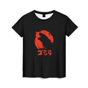 Женская футболка 3D с принтом Godzilla в Кировске, 100% полиэфир ( синтетическое хлопкоподобное полотно) | прямой крой, круглый вырез горловины, длина до линии бедер | cinema | film | godzilla | monster | годзила | годзилла | кино | монстр | фильм