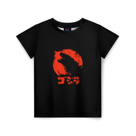 Детская футболка 3D с принтом Godzilla в Кировске, 100% гипоаллергенный полиэфир | прямой крой, круглый вырез горловины, длина до линии бедер, чуть спущенное плечо, ткань немного тянется | cinema | film | godzilla | monster | годзила | годзилла | кино | монстр | фильм