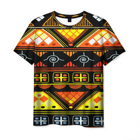 Мужская футболка 3D с принтом Element ethnic в Кировске, 100% полиэфир | прямой крой, круглый вырез горловины, длина до линии бедер | орнамент | полосы | этно