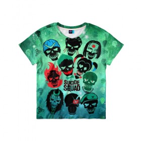Детская футболка 3D с принтом Suicide Squad в Кировске, 100% гипоаллергенный полиэфир | прямой крой, круглый вырез горловины, длина до линии бедер, чуть спущенное плечо, ткань немного тянется | Тематика изображения на принте: suicide squad