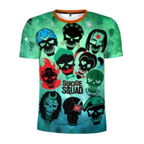 Мужская футболка 3D спортивная с принтом Suicide Squad в Кировске, 100% полиэстер с улучшенными характеристиками | приталенный силуэт, круглая горловина, широкие плечи, сужается к линии бедра | suicide squad