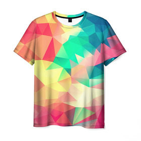 Мужская футболка 3D с принтом Frenza в Кировске, 100% полиэфир | прямой крой, круглый вырез горловины, длина до линии бедер | геометрия | полигоны | разноцветный яркий