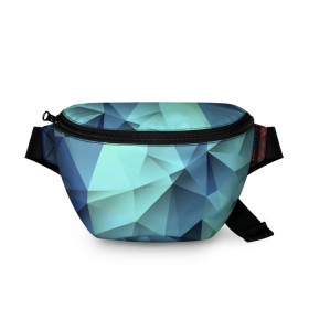 Поясная сумка 3D с принтом Polygon blue в Кировске, 100% полиэстер | плотная ткань, ремень с регулируемой длиной, внутри несколько карманов для мелочей, основное отделение и карман с обратной стороны сумки застегиваются на молнию | полигон | текстура