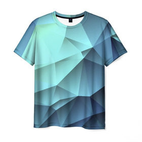 Мужская футболка 3D с принтом Polygon blue в Кировске, 100% полиэфир | прямой крой, круглый вырез горловины, длина до линии бедер | полигон | текстура