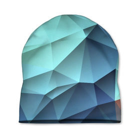 Шапка 3D с принтом Polygon blue в Кировске, 100% полиэстер | универсальный размер, печать по всей поверхности изделия | полигон | текстура