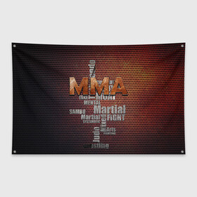 Флаг-баннер с принтом MMA в Кировске, 100% полиэстер | размер 67 х 109 см, плотность ткани — 95 г/м2; по краям флага есть четыре люверса для крепления | judo | mixed | mma | sambo | wrestling