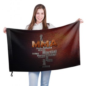 Флаг 3D с принтом MMA в Кировске, 100% полиэстер | плотность ткани — 95 г/м2, размер — 67 х 109 см. Принт наносится с одной стороны | judo | mixed | mma | sambo | wrestling