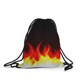 Рюкзак-мешок 3D с принтом Flame в Кировске, 100% полиэстер | плотность ткани — 200 г/м2, размер — 35 х 45 см; лямки — толстые шнурки, застежка на шнуровке, без карманов и подкладки | пламя | черный | яркий
