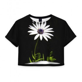 Женская футболка 3D укороченная с принтом Цветок счастья в Кировске, 100% полиэстер | круглая горловина, длина футболки до линии талии, рукава с отворотами | лепестки | прикольные картинки | цветочки | цветы
