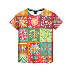 Женская футболка 3D с принтом Гвинея-Бисау в Кировске, 100% полиэфир ( синтетическое хлопкоподобное полотно) | прямой крой, круглый вырез горловины, длина до линии бедер | африка | паттерн | разноцветный | этно | яркий
