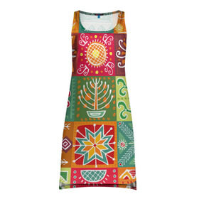 Платье-майка 3D с принтом Гвинея-Бисау в Кировске, 100% полиэстер | полуприлегающий силуэт, широкие бретели, круглый вырез горловины, удлиненный подол сзади. | африка | паттерн | разноцветный | этно | яркий