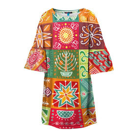 Детское платье 3D с принтом Гвинея-Бисау в Кировске, 100% полиэстер | прямой силуэт, чуть расширенный к низу. Круглая горловина, на рукавах — воланы | африка | паттерн | разноцветный | этно | яркий