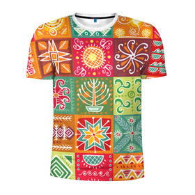 Мужская футболка 3D спортивная с принтом Гвинея-Бисау в Кировске, 100% полиэстер с улучшенными характеристиками | приталенный силуэт, круглая горловина, широкие плечи, сужается к линии бедра | африка | паттерн | разноцветный | этно | яркий