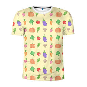 Мужская футболка 3D спортивная с принтом Рай вегетарианца в Кировске, 100% полиэстер с улучшенными характеристиками | приталенный силуэт, круглая горловина, широкие плечи, сужается к линии бедра | вегетарианцы | забавные | необычные | овощи | приколы