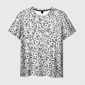 Мужская футболка 3D с принтом Буквы в Кировске, 100% полиэфир | прямой крой, круглый вырез горловины, длина до линии бедер | 