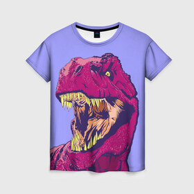 Женская футболка 3D с принтом rex в Кировске, 100% полиэфир ( синтетическое хлопкоподобное полотно) | прямой крой, круглый вырез горловины, длина до линии бедер | dinosaur | t rex | динозавр | рекс | тирекс