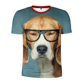 Мужская футболка 3D спортивная с принтом Бигль в Кировске, 100% полиэстер с улучшенными характеристиками | приталенный силуэт, круглая горловина, широкие плечи, сужается к линии бедра | бигль | гончая | дворняжка | охотничья | песик | песики | собака | собаки