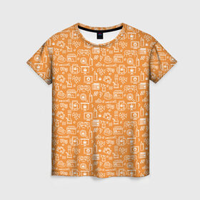 Женская футболка 3D с принтом Жизнь на Ямайке в Кировске, 100% полиэфир ( синтетическое хлопкоподобное полотно) | прямой крой, круглый вырез горловины, длина до линии бедер | оранжевый | паттерн