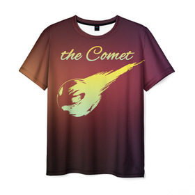 Мужская футболка 3D с принтом Летящая комета в Кировске, 100% полиэфир | прямой крой, круглый вырез горловины, длина до линии бедер | комета | космос | красиво | надписи | планета