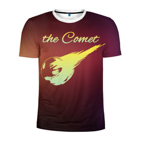 Мужская футболка 3D спортивная с принтом Летящая комета в Кировске, 100% полиэстер с улучшенными характеристиками | приталенный силуэт, круглая горловина, широкие плечи, сужается к линии бедра | комета | космос | красиво | надписи | планета