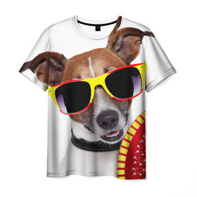 Мужская футболка 3D с принтом Джек Рассел с веером в Кировске, 100% полиэфир | прямой крой, круглый вырез горловины, длина до линии бедер | Тематика изображения на принте: джек рассел | песик | песики | собака | собаки | терьер