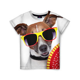 Детская футболка 3D с принтом Джек Рассел с веером в Кировске, 100% гипоаллергенный полиэфир | прямой крой, круглый вырез горловины, длина до линии бедер, чуть спущенное плечо, ткань немного тянется | джек рассел | песик | песики | собака | собаки | терьер