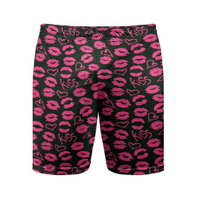 Мужские шорты 3D спортивные с принтом Kiss в Кировске,  |  | губы | любовь | нежные | поцелуй | розовый | сердечки