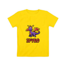 Детская футболка хлопок с принтом Дракон Спайро. 8 bit. в Кировске, 100% хлопок | круглый вырез горловины, полуприлегающий силуэт, длина до линии бедер | dragon | pixel art | spyro | дракон | пиксель арт | спайро