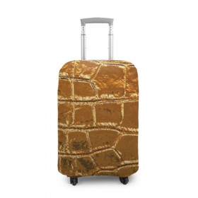 Чехол для чемодана 3D с принтом Золотой Крокодил в Кировске, 86% полиэфир, 14% спандекс | двустороннее нанесение принта, прорези для ручек и колес | gold | texture | глянец | золото | кожа | крокодил | текстура