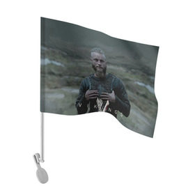 Флаг для автомобиля с принтом Рагнар Лодброк в Кировске, 100% полиэстер | Размер: 30*21 см | викинги