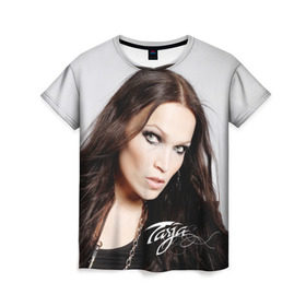 Женская футболка 3D с принтом Tarja Turunen Nightwish в Кировске, 100% полиэфир ( синтетическое хлопкоподобное полотно) | прямой крой, круглый вырез горловины, длина до линии бедер | nightwish | металл | музыка | рок | тарья турунен