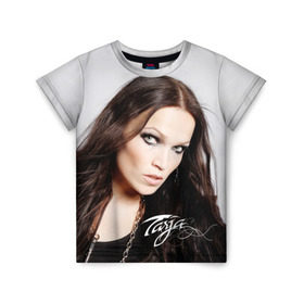 Детская футболка 3D с принтом Tarja Turunen Nightwish в Кировске, 100% гипоаллергенный полиэфир | прямой крой, круглый вырез горловины, длина до линии бедер, чуть спущенное плечо, ткань немного тянется | nightwish | металл | музыка | рок | тарья турунен
