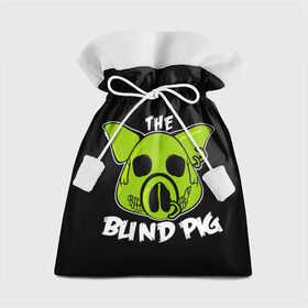 Подарочный 3D мешок с принтом Blind Pig в Кировске, 100% полиэстер | Размер: 29*39 см | Тематика изображения на принте: ад | зеленый | свинья | череп
