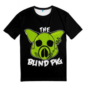 Мужская футболка 3D с принтом Blind Pig в Кировске, 100% полиэфир | прямой крой, круглый вырез горловины, длина до линии бедер | ад | зеленый | свинья | череп
