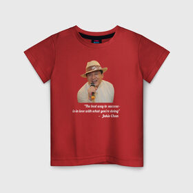 Детская футболка хлопок с принтом Джеки Чан / Jakie Chan в Кировске, 100% хлопок | круглый вырез горловины, полуприлегающий силуэт, длина до линии бедер | actor | chan | cinema | jackie | актёр | джеки чан | кино
