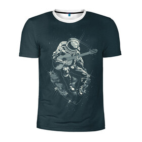 Мужская футболка 3D спортивная с принтом Астронавт в Кировске, 100% полиэстер с улучшенными характеристиками | приталенный силуэт, круглая горловина, широкие плечи, сужается к линии бедра | music | гитара | звезды | космонавт | космос | музыка