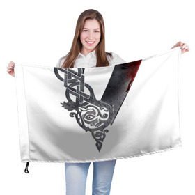 Флаг 3D с принтом Викинги в Кировске, 100% полиэстер | плотность ткани — 95 г/м2, размер — 67 х 109 см. Принт наносится с одной стороны | viking | vikings | вальхалла | викинги