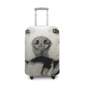 Чехол для чемодана 3D с принтом Пит-буль в Кировске, 86% полиэфир, 14% спандекс | двустороннее нанесение принта, прорези для ручек и колес | амстафф | буль | пес | песик | питбули | питбуль | собака | собаки | стафф | терьер