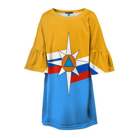 Детское платье 3D с принтом МЧС в Кировске, 100% полиэстер | прямой силуэт, чуть расширенный к низу. Круглая горловина, на рукавах — воланы | мчс