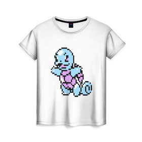Женская футболка 3D с принтом Squirtle (pokemon) в Кировске, 100% полиэфир ( синтетическое хлопкоподобное полотно) | прямой крой, круглый вырез горловины, длина до линии бедер | squirtle | пиксели | покемоны | рokemon | сквиртл
