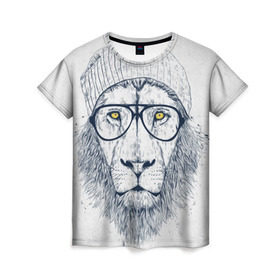 Женская футболка 3D с принтом Cool Lion в Кировске, 100% полиэфир ( синтетическое хлопкоподобное полотно) | прямой крой, круглый вырез горловины, длина до линии бедер | красивый | крутой | лев | львица | очки | рисунок | узор