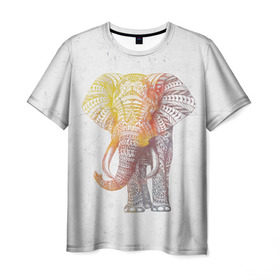 Мужская футболка 3D с принтом Solar Elephant в Кировске, 100% полиэфир | прямой крой, круглый вырез горловины, длина до линии бедер | красивый | крутой | рисунок | слон | узор