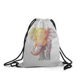 Рюкзак-мешок 3D с принтом Solar Elephant в Кировске, 100% полиэстер | плотность ткани — 200 г/м2, размер — 35 х 45 см; лямки — толстые шнурки, застежка на шнуровке, без карманов и подкладки | красивый | крутой | рисунок | слон | узор