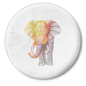 Значок с принтом Solar Elephant в Кировске,  металл | круглая форма, металлическая застежка в виде булавки | красивый | крутой | рисунок | слон | узор