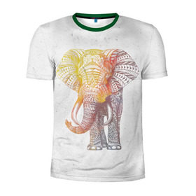 Мужская футболка 3D спортивная с принтом Solar Elephant в Кировске, 100% полиэстер с улучшенными характеристиками | приталенный силуэт, круглая горловина, широкие плечи, сужается к линии бедра | Тематика изображения на принте: красивый | крутой | рисунок | слон | узор