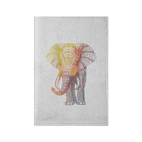 Обложка для паспорта матовая кожа с принтом Solar Elephant в Кировске, натуральная матовая кожа | размер 19,3 х 13,7 см; прозрачные пластиковые крепления | красивый | крутой | рисунок | слон | узор