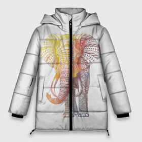 Женская зимняя куртка 3D с принтом Solar Elephant в Кировске, верх — 100% полиэстер; подкладка — 100% полиэстер; утеплитель — 100% полиэстер | длина ниже бедра, силуэт Оверсайз. Есть воротник-стойка, отстегивающийся капюшон и ветрозащитная планка. 

Боковые карманы с листочкой на кнопках и внутренний карман на молнии | красивый | крутой | рисунок | слон | узор